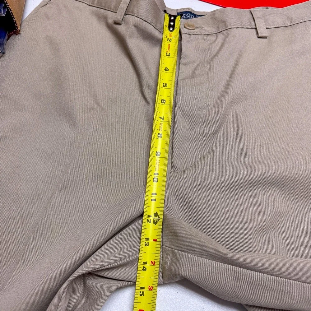IZOD American Chino Pants Mens 38x34 Khaki Wrinkle Free‎ Classic Leg Flat Front